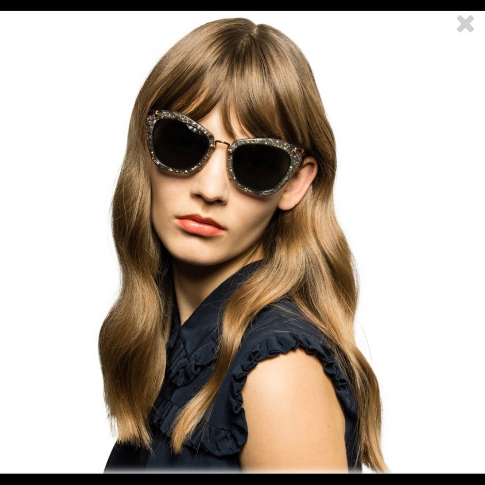 Green Miu Miu Noir with Glitter Sunglasses